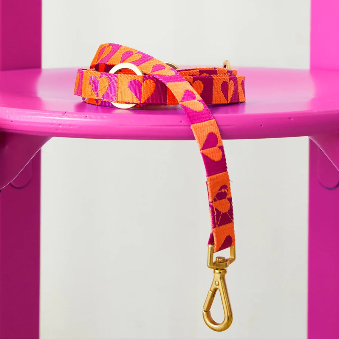 Heart Leash - Orange/Raspberry