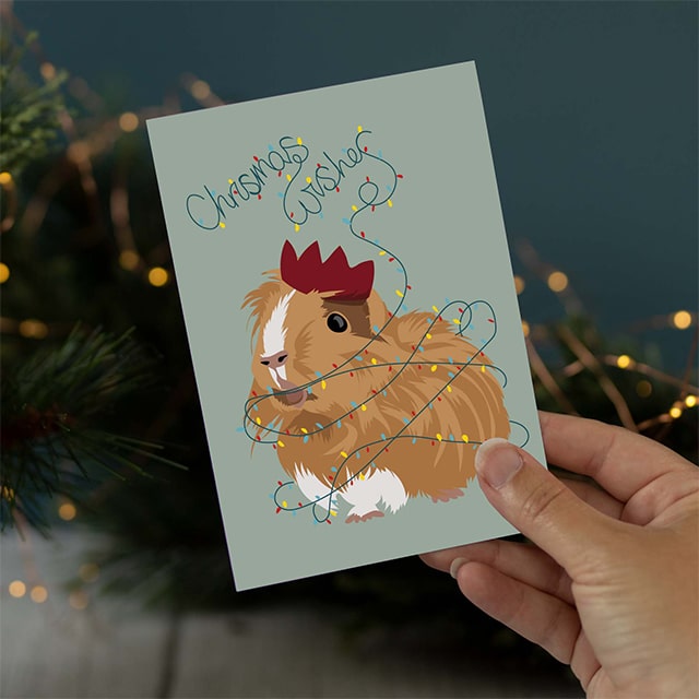 Pumpkin The Guinea Pig Christmas Card