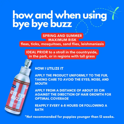 Bye Bye Buzz | Protective Repellent Spray For Dogs 94% Natural