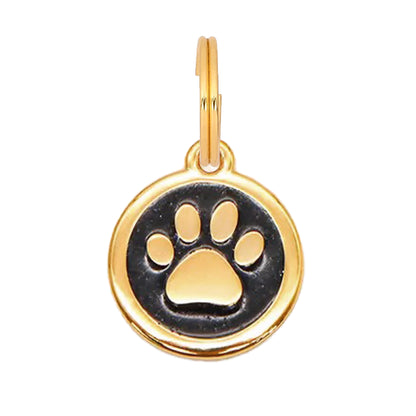 Round Glitter Paw Dog Tag - Black