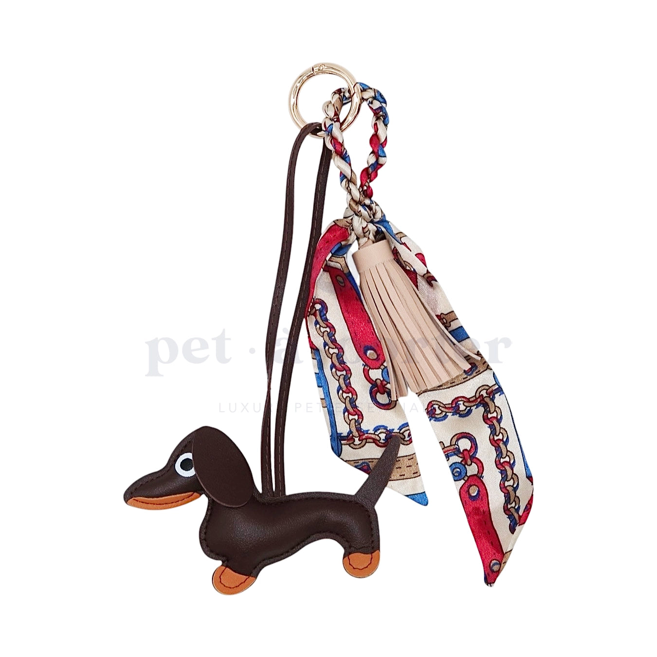 Teckel Bag Charm - Chocolate Scarf