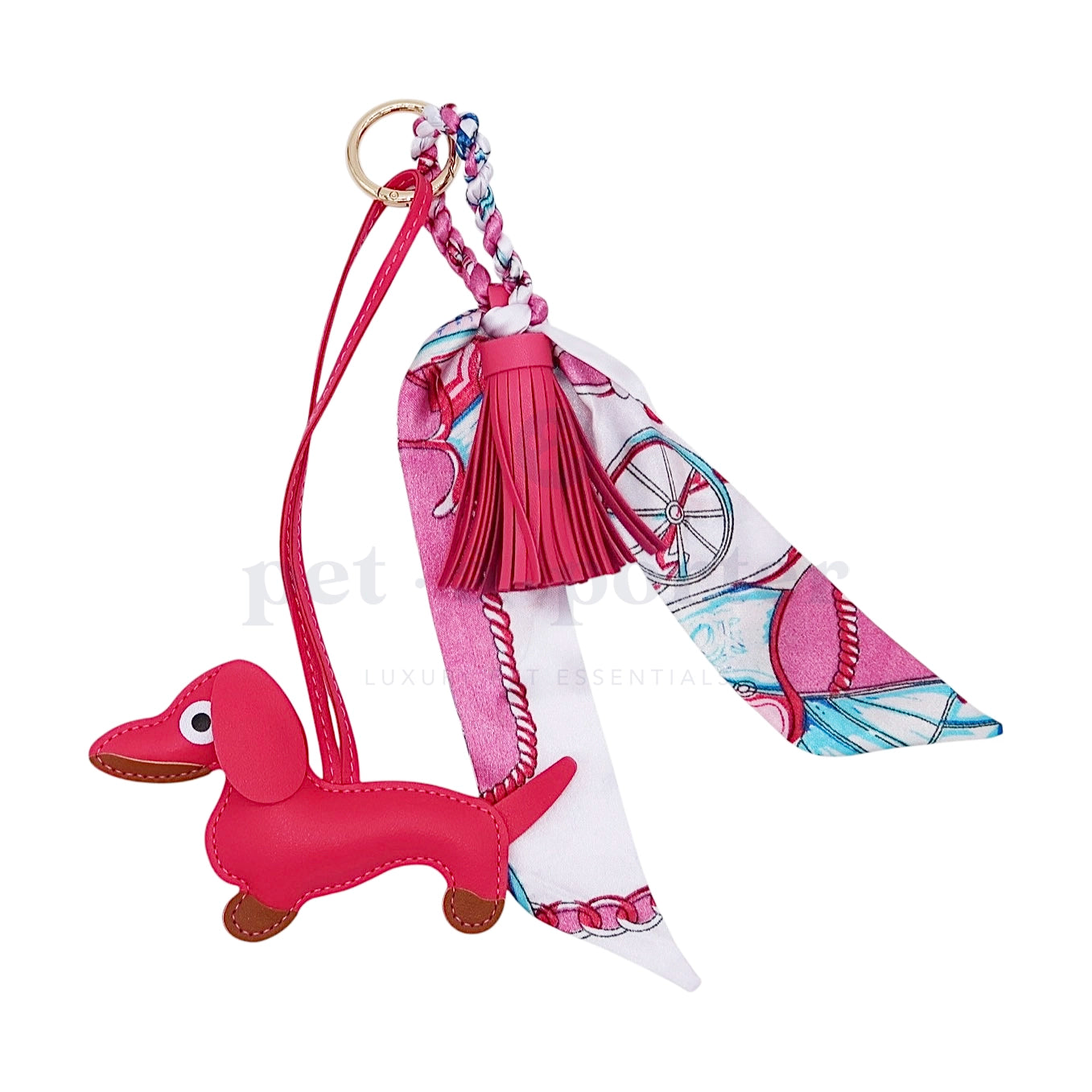 Teckel Bag Charm - Hot Pink Scarf