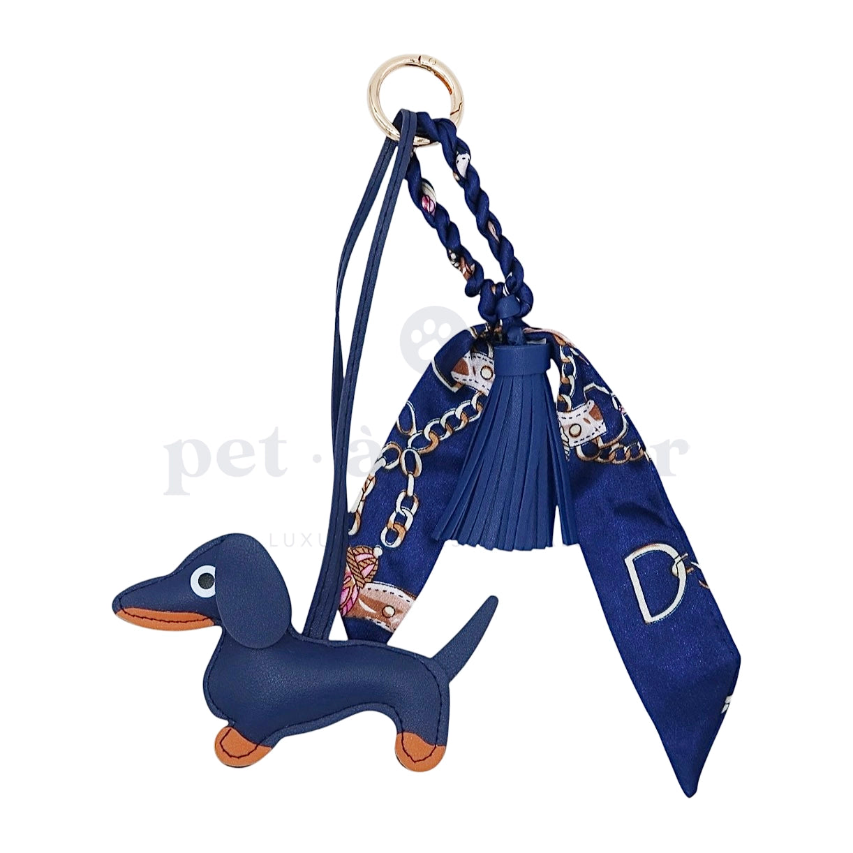 Teckel Bag Charm - Blue Scarf