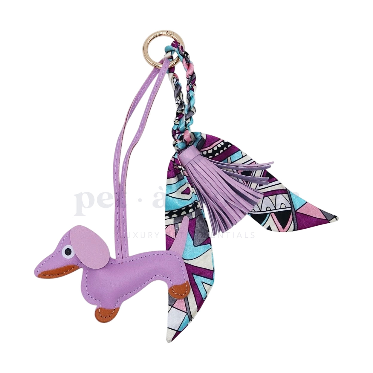 Teckel Bag Charm - Lavender Scarf
