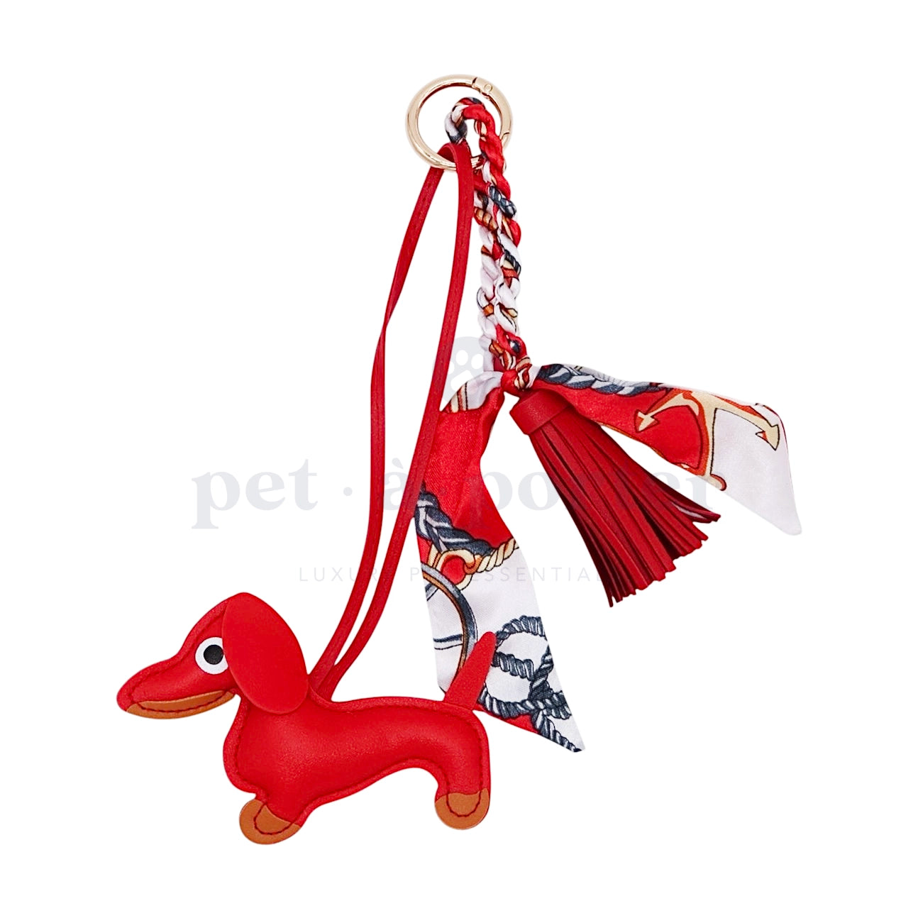 Teckel Bag Charm - Red Scarf