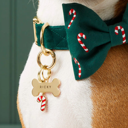 Candy Canes Embroidered Bow Tie Collar