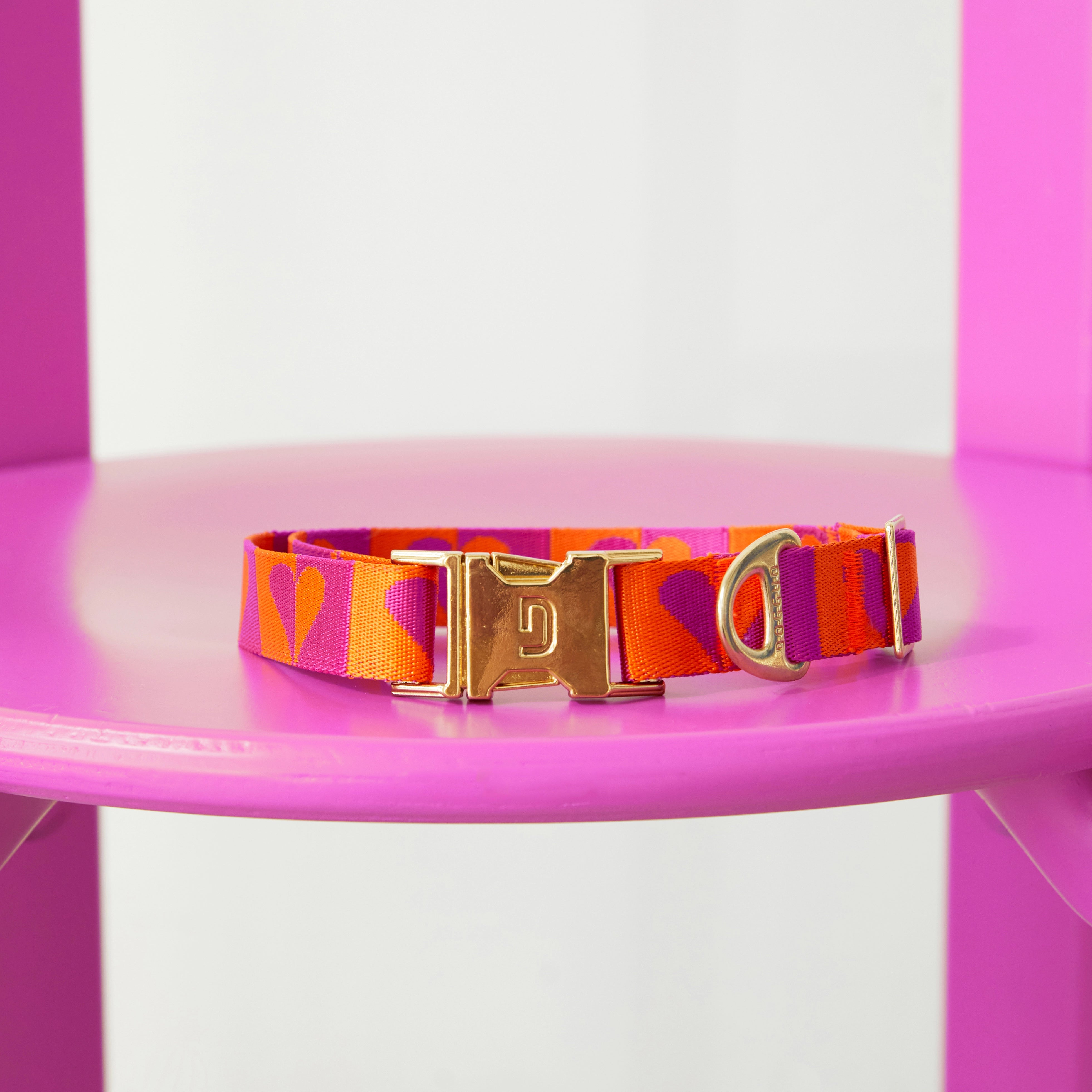 Heart Collar - Orange/Raspberry