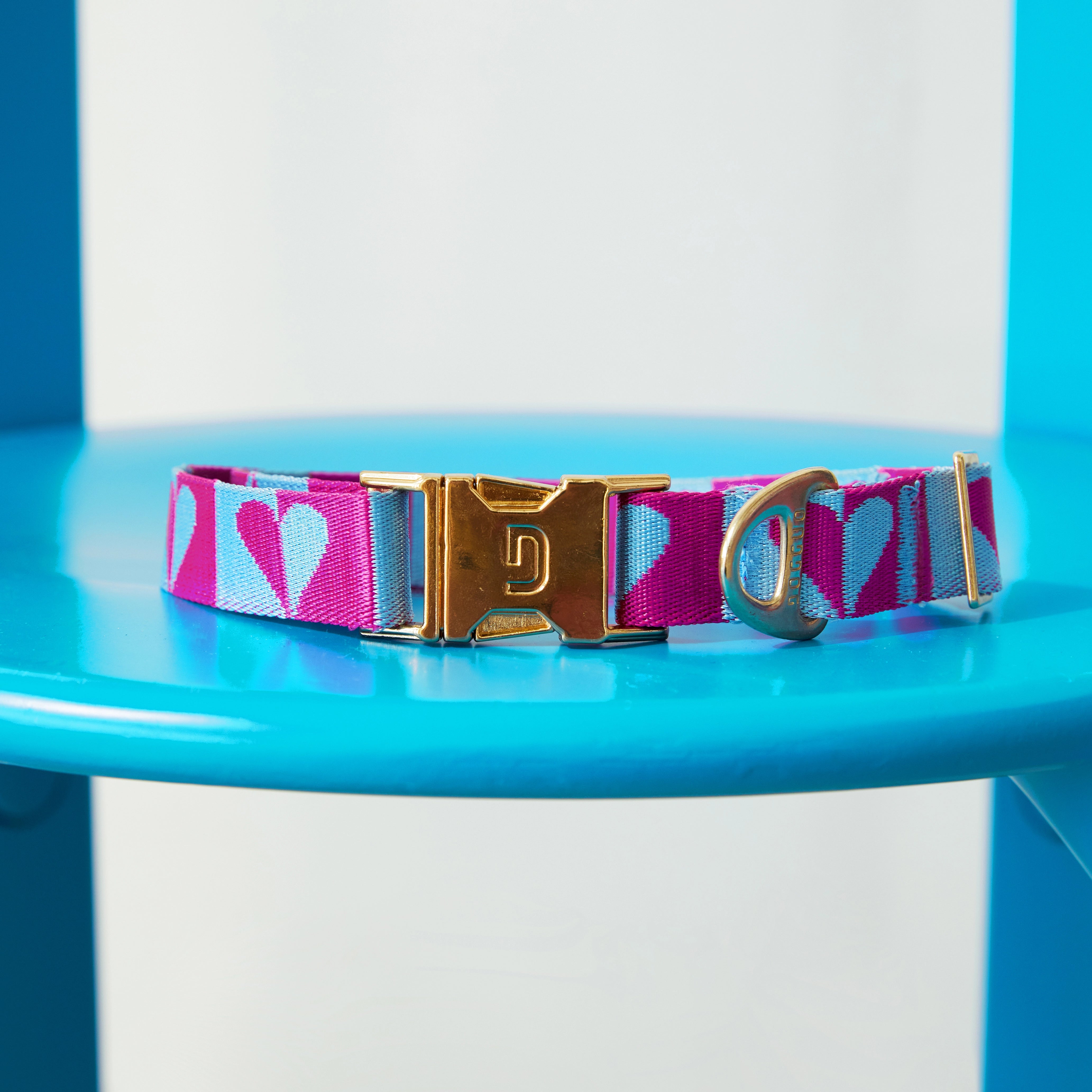 Heart Collar - Blue/Raspberry
