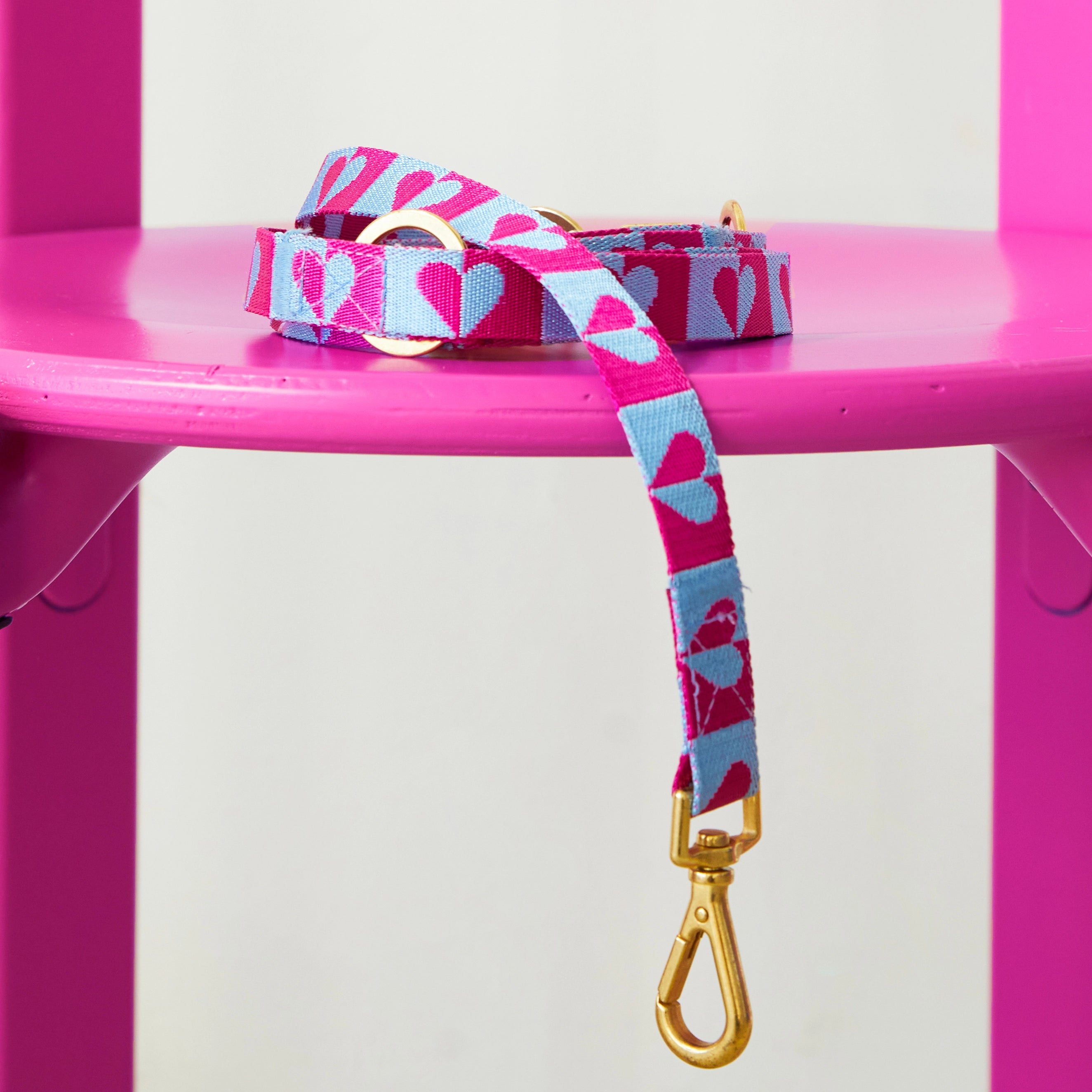 Heart Leash - Blue/Raspberry