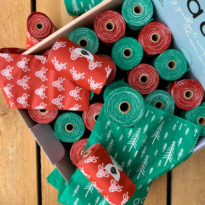 Compostable Dog Poo Bags - 1 Roll Christmas