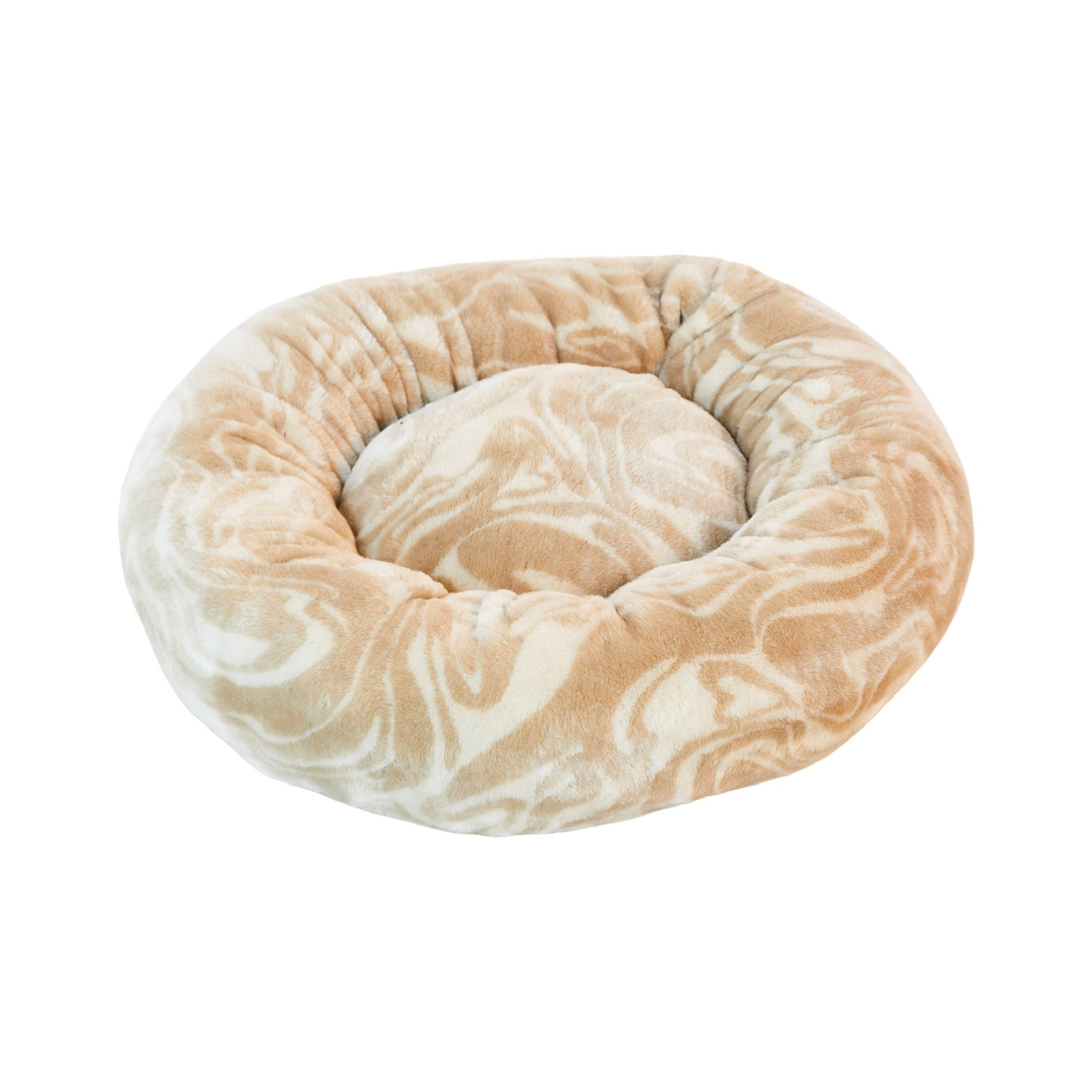 Swirl Round Dog Bed - Beige