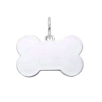 Silver Bone Dog Tag - Red