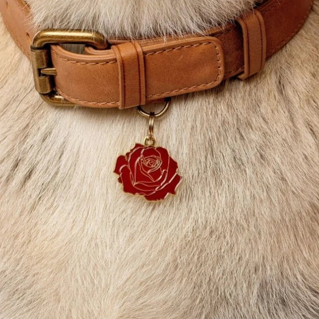 Rose Dog Tag - Red