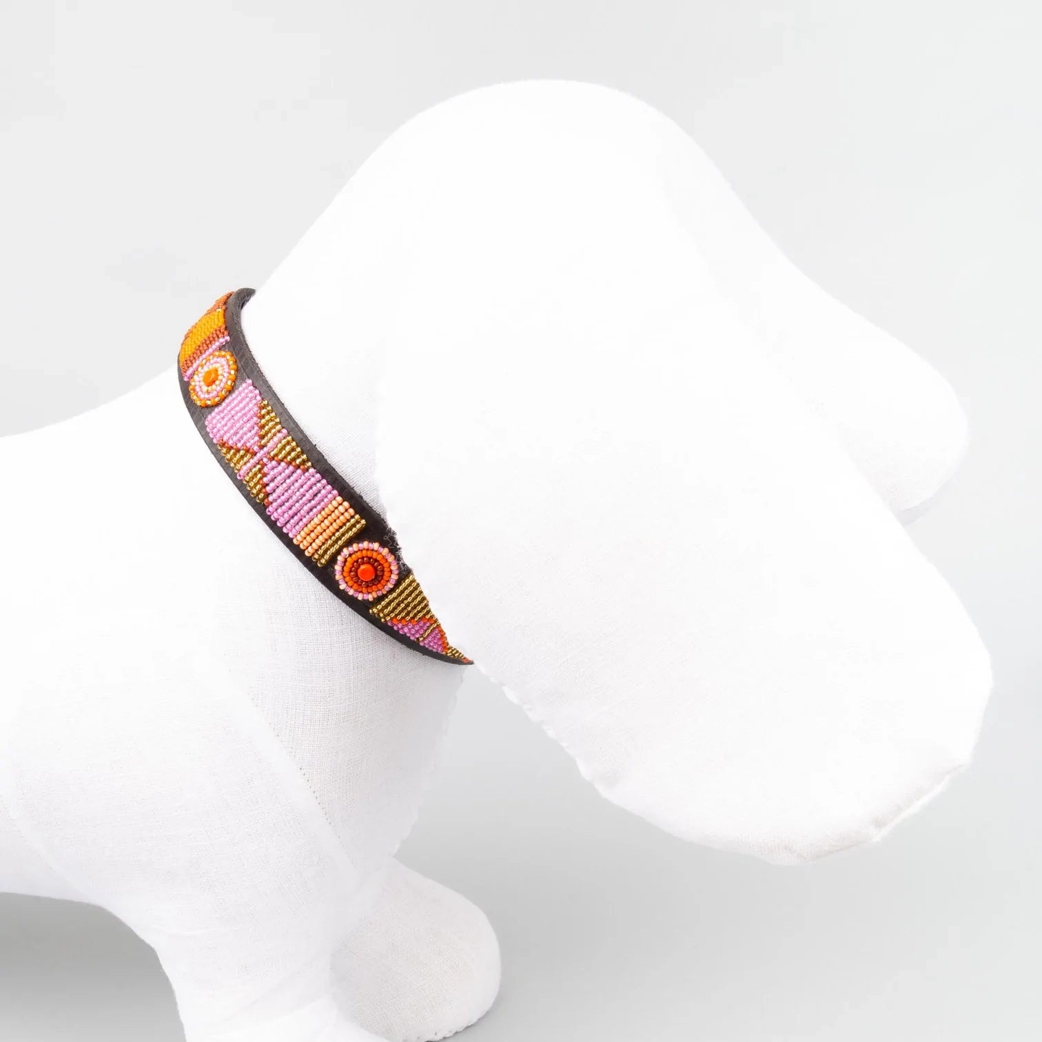 Beaded Dog Collar - Framboise