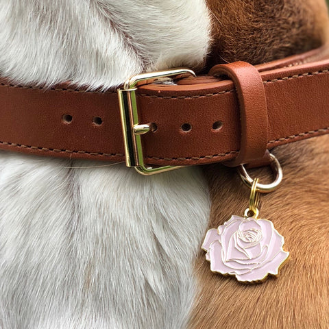 Rose Dog Tag - Pink