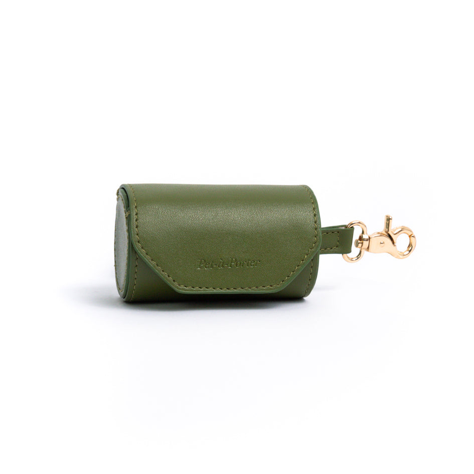 Khaki - Vegan Leather Poop Bag Holder