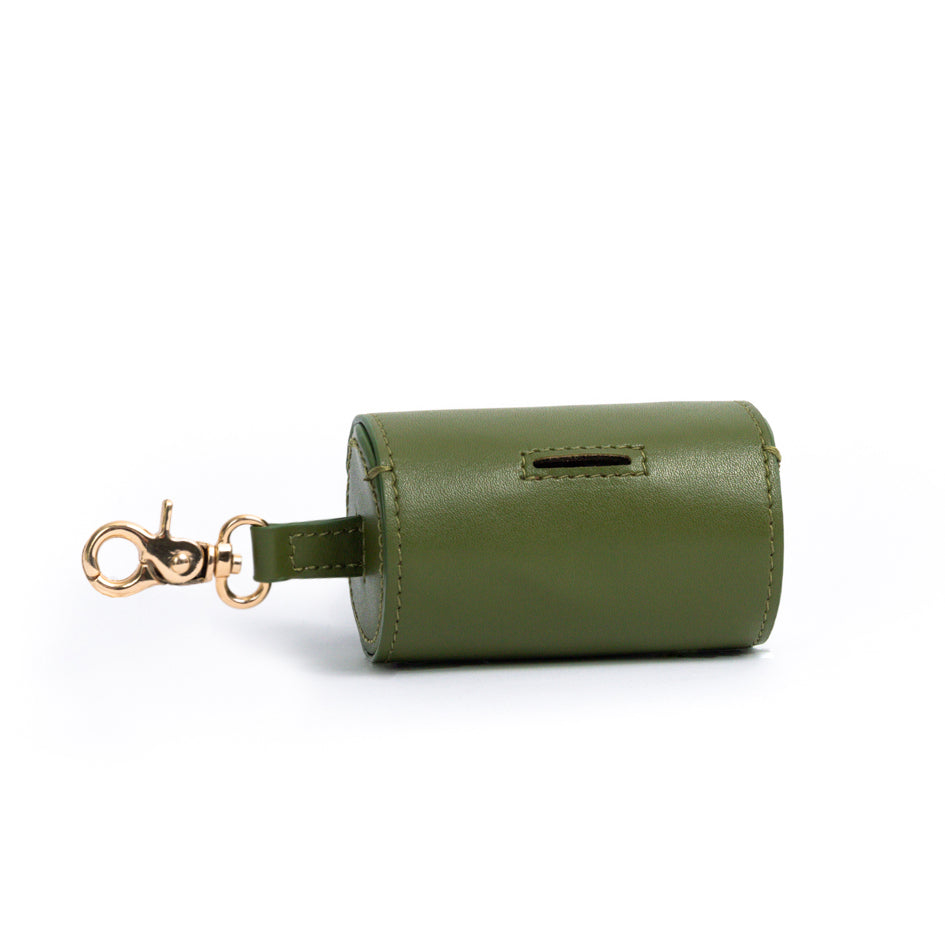 Khaki - Vegan Leather Poop Bag Holder