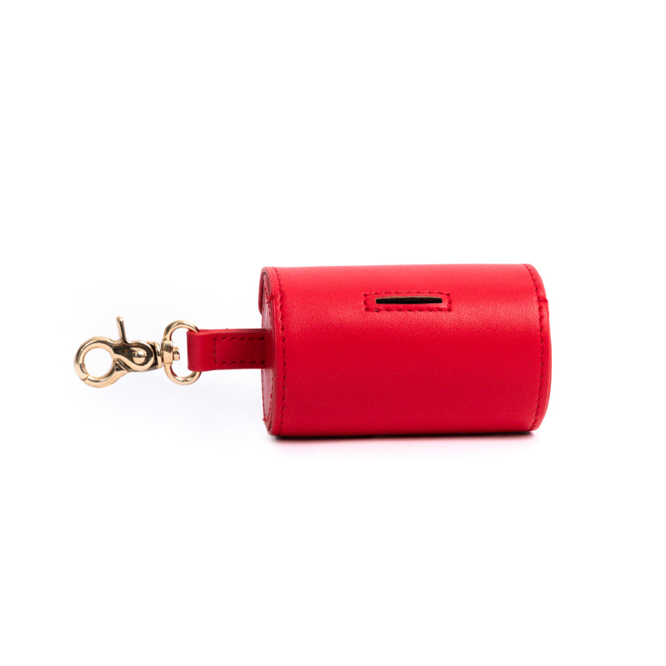 Ferrari Red - Vegan Leather Poop Bag Holder