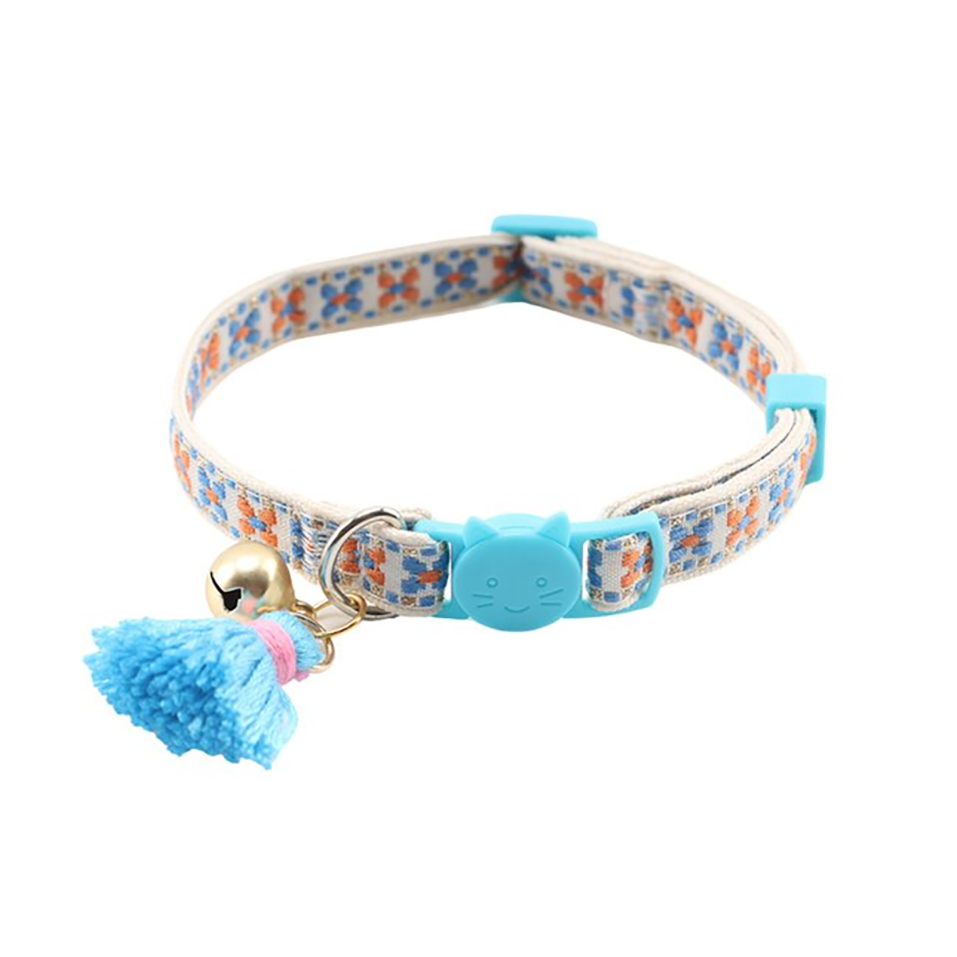 Adjustable Collar with Bell - Blue Bohemian