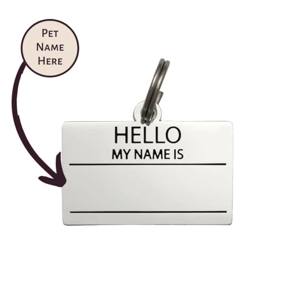Hello My Name Is Dog Tag - Silver