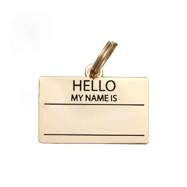Hello My Name Is Dog Tag - Gold
