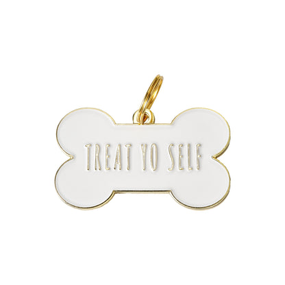 Treat Yo Self Dog Tag - White