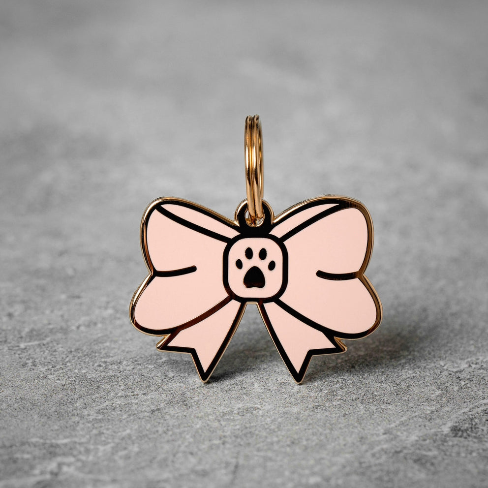 Pink Bow Dog Tag