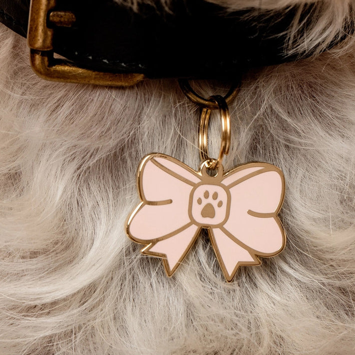 Pink Bow Dog Tag