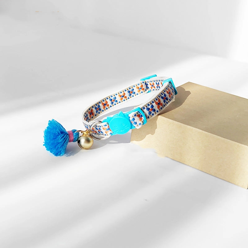 Adjustable Collar with Bell - Blue Bohemian