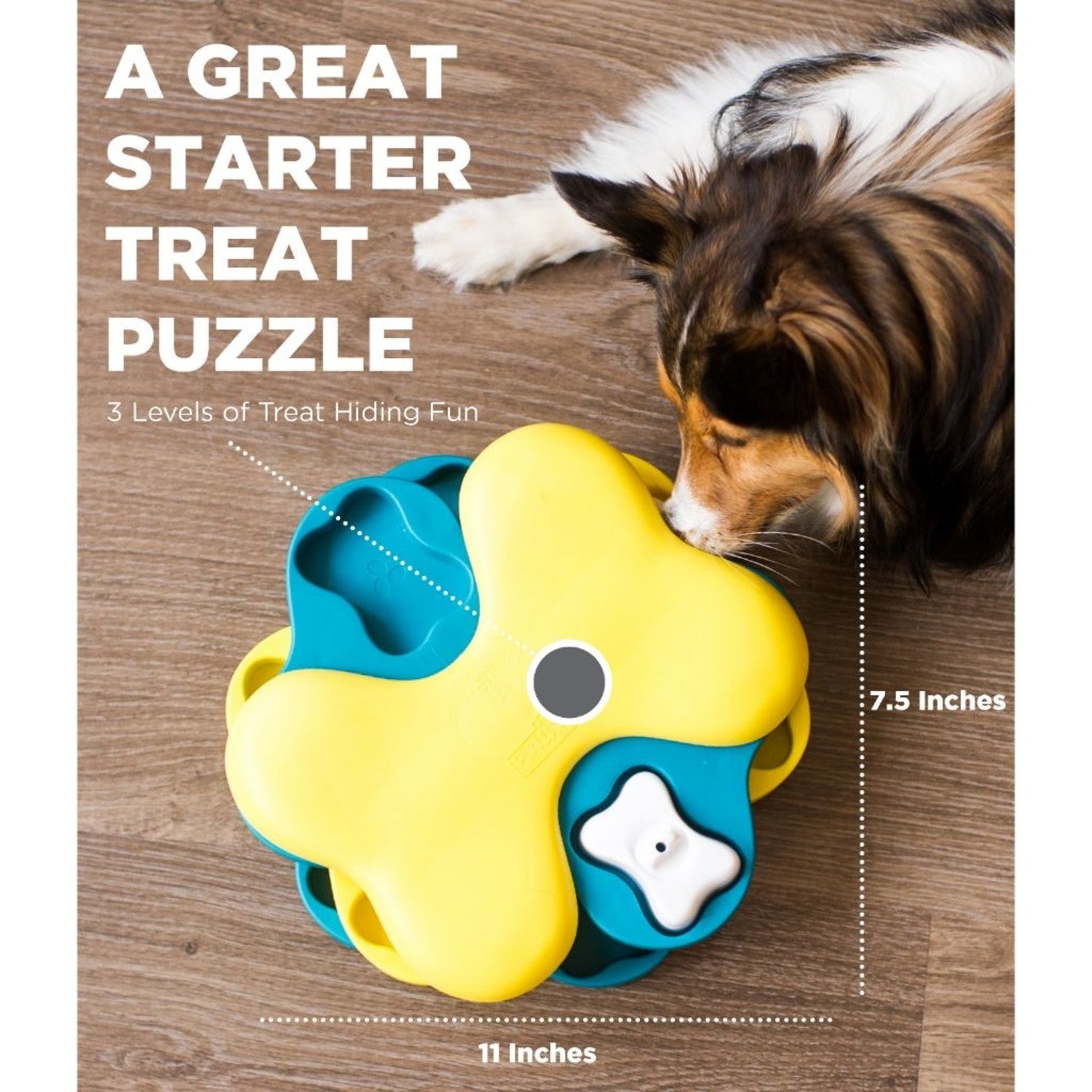 Dog Tornado Interactive Treat Puzzle - Blue/Yellow
