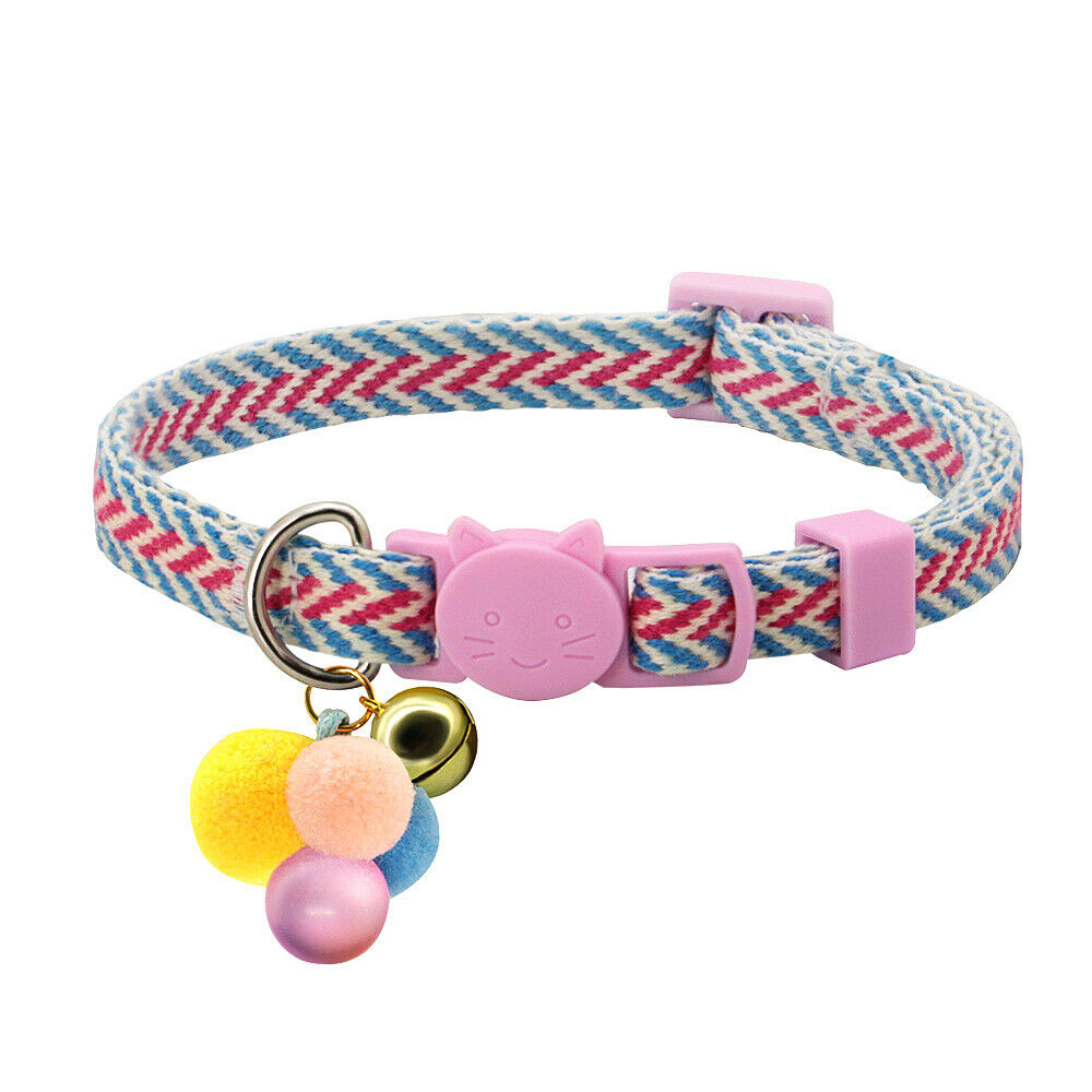 Adjustable Collar with Bell - Pink Zig Zag