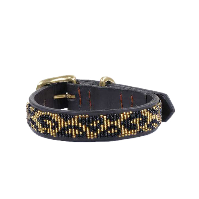 Hundehalsband mit Perlen - Leopard