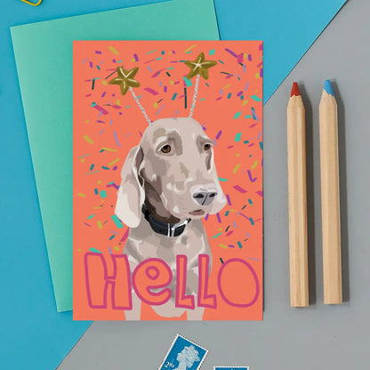 Weimaraner Hello Card