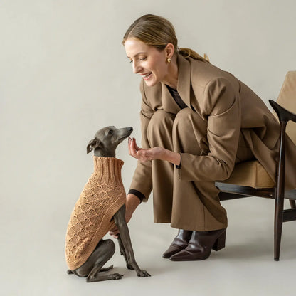 Camel Lattice Alpaca Sweater