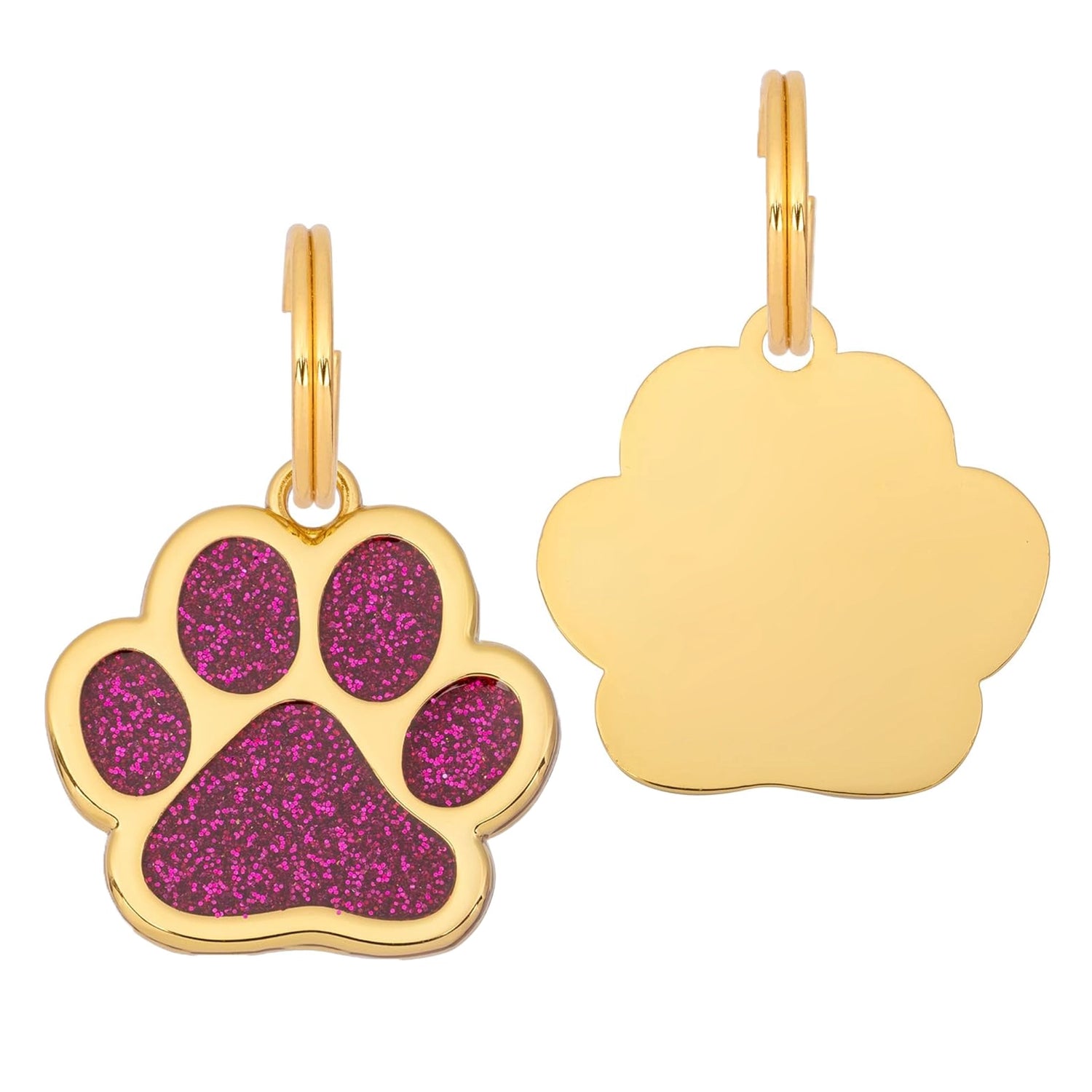 Glitzer Pfote Hundemarke - Fuchsia