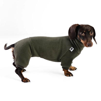 TECKEL Polar-Fleece-Overall - Dunkel-Olive