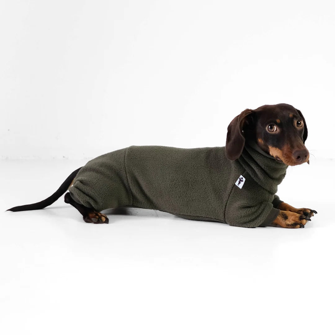 TECKEL Polar-Fleece-Overall - Dunkel-Olive