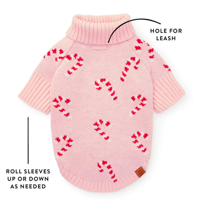 Pink Candy Canes Dog Sweater