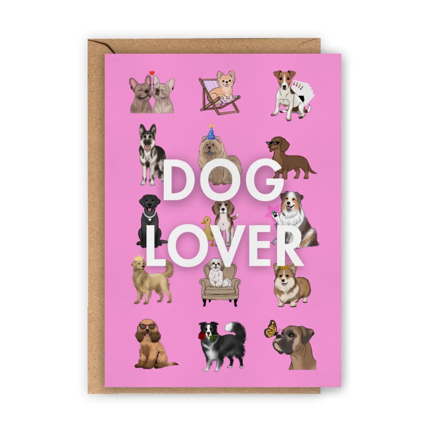 Dog Lover Pink Greeting Card