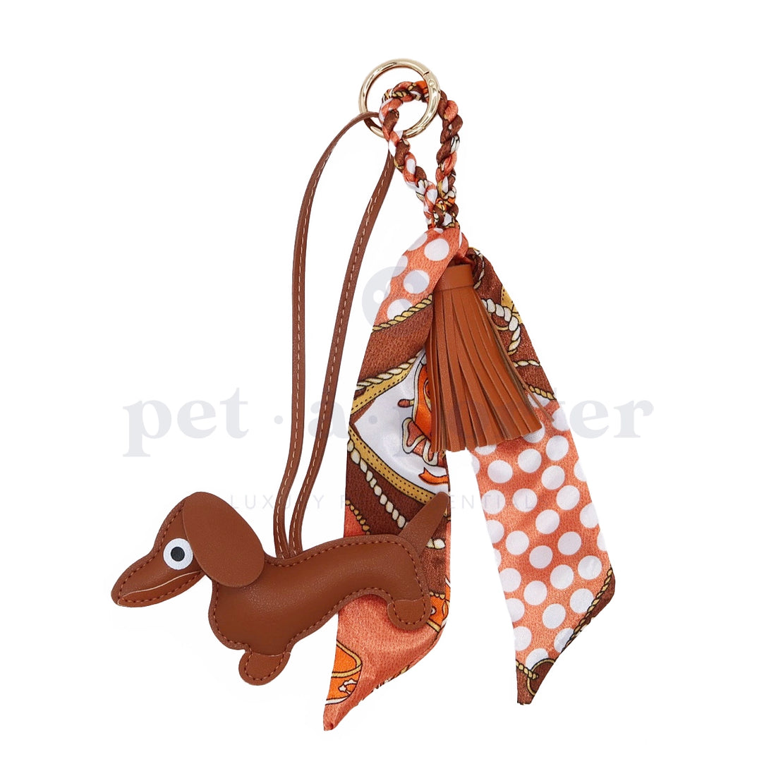 Teckel Bag Charm - Camel Scarf