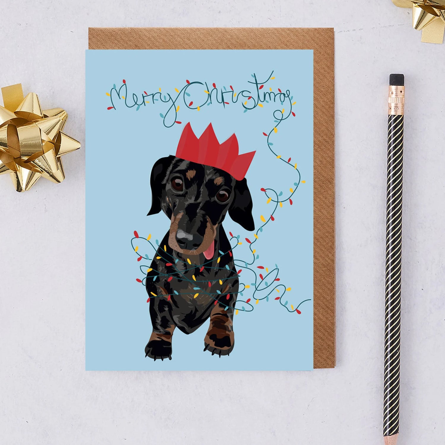 Slinky The Sausage Dog Christmas Card