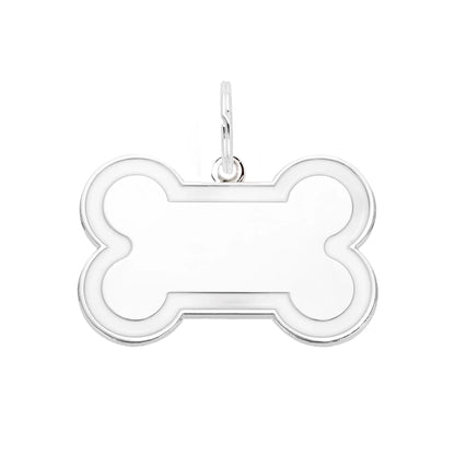 Silver Bone Dog Tag - White