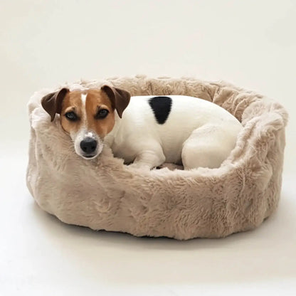 Dog Basket Faux Fur | Beige