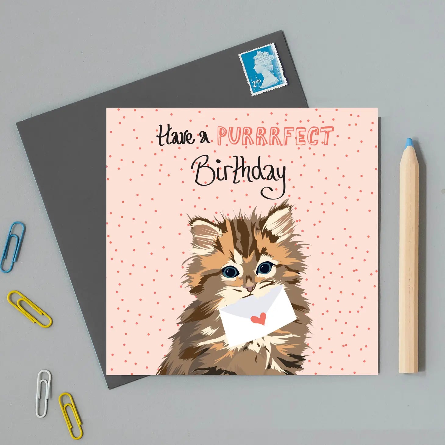 Tarjeta de cumpleaños Purrrfect para gatos