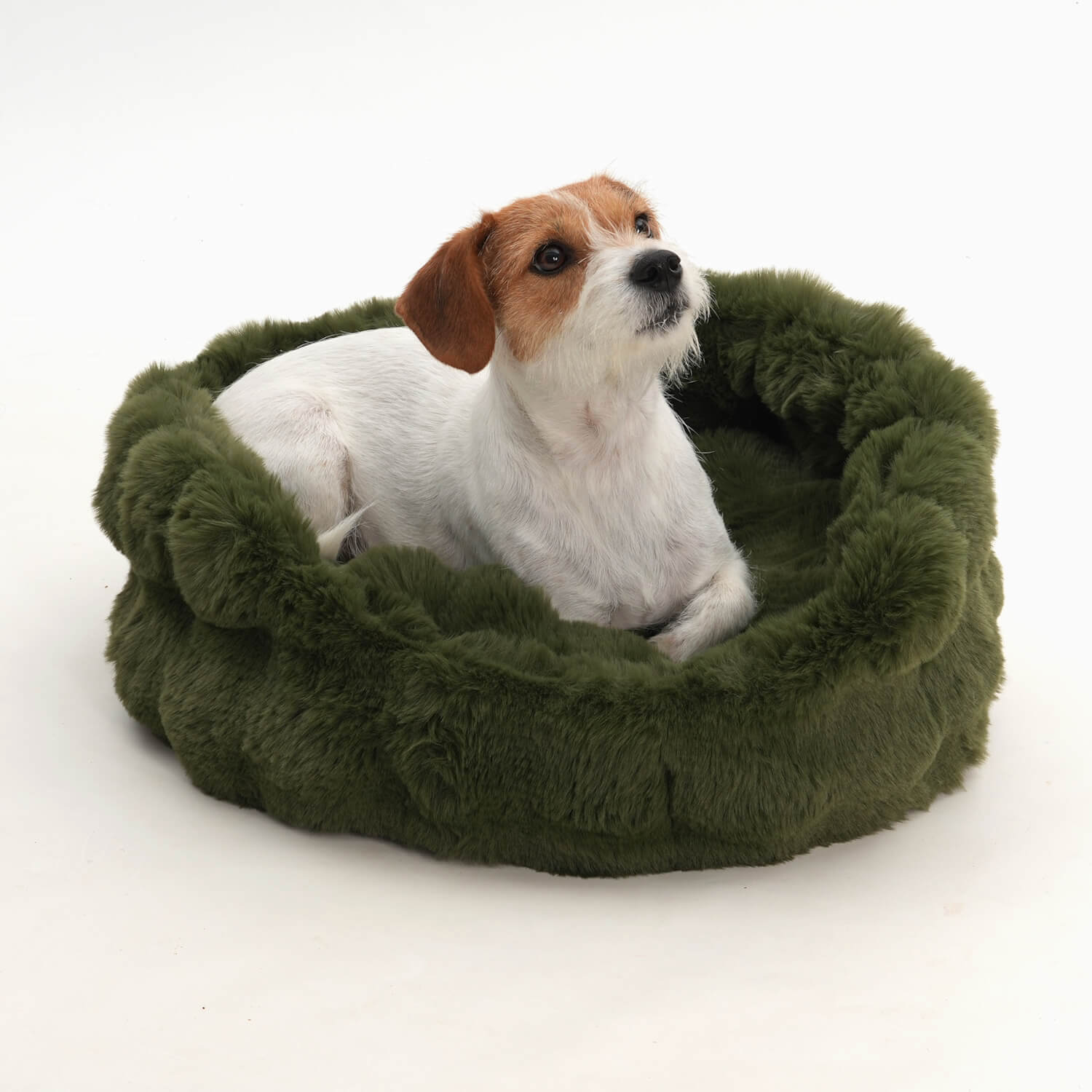 Dog Basket Faux Fur | Forest Green
