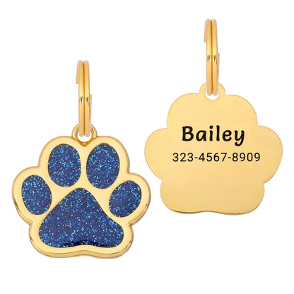 Etiqueta para perro Glitter Paw - Azul