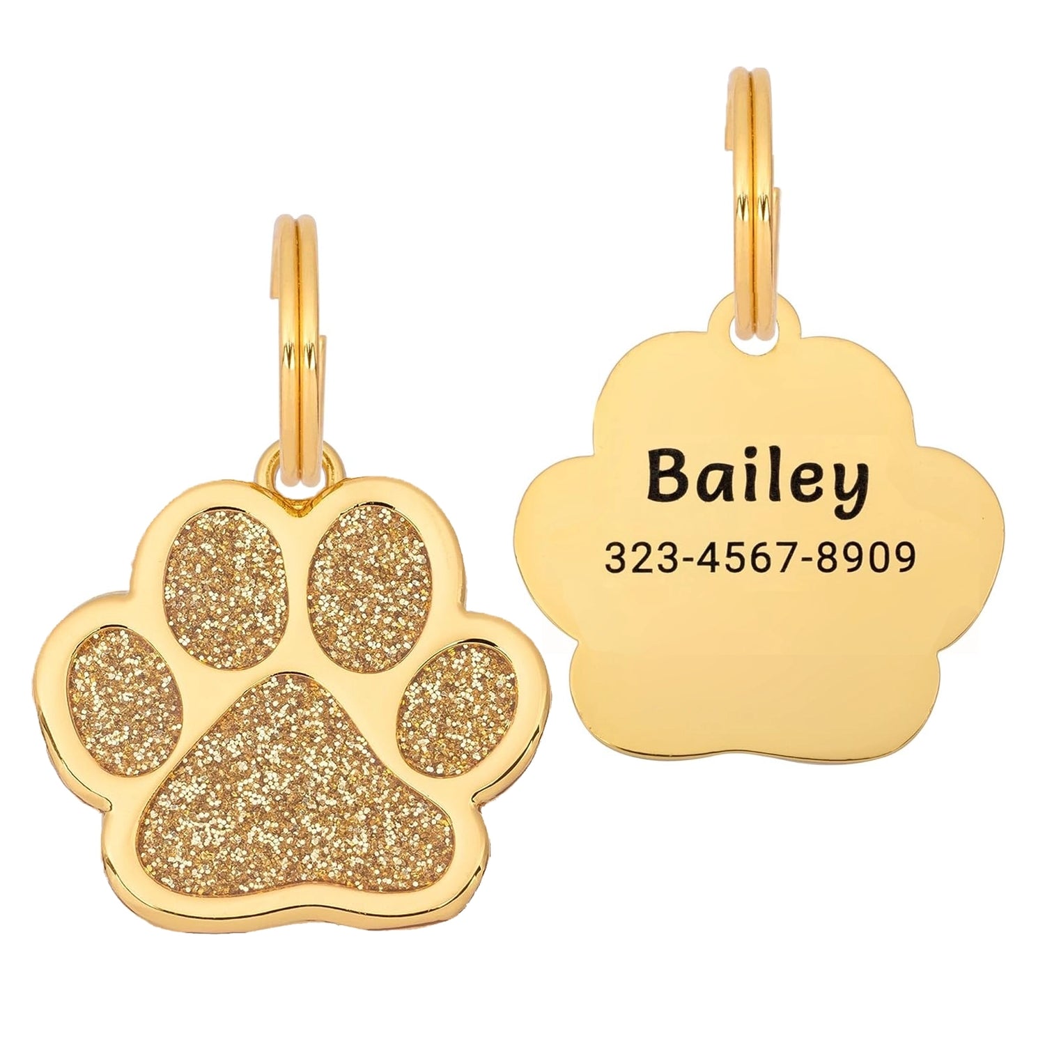 Etiqueta para perro Glitter Paw - Oro