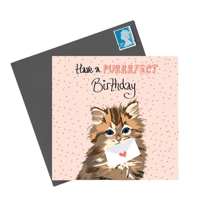 Tarjeta de cumpleaños Purrrfect para gatos