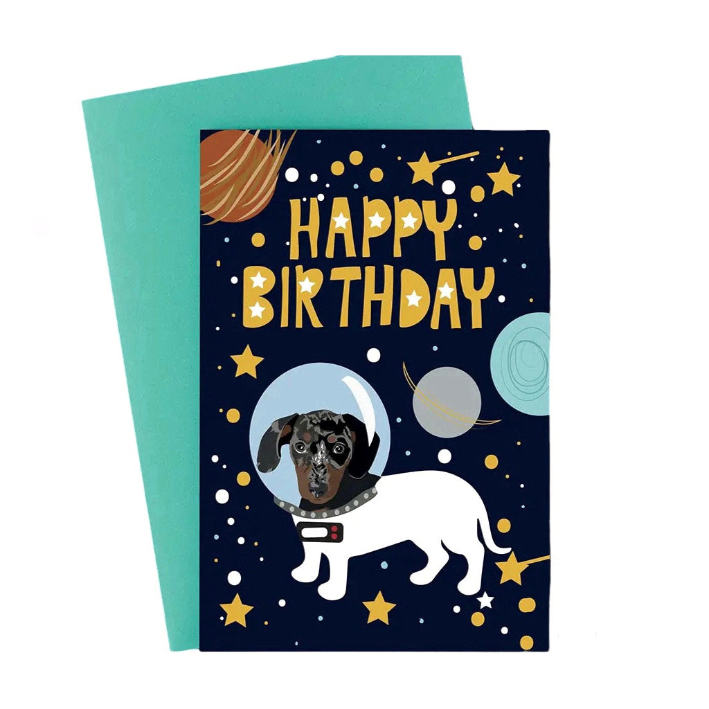 Tarjeta Feliz Cumpleaños Astro Salchicha