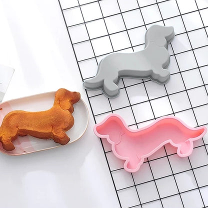 Dachshund Silicone Bake Mould - Grey